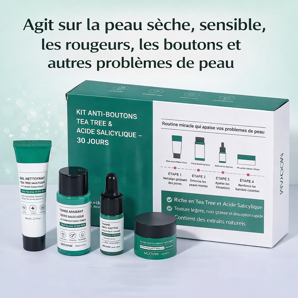 Kit Anti-Acné 30 Jours Tea Tree & Acide Salicylique – Routine Complète Peau Nette